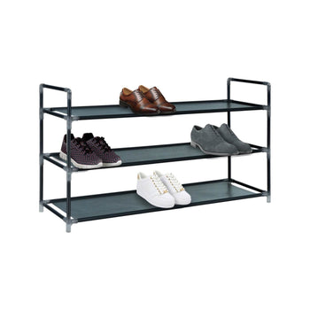 3 Tier Fabric SHOE Stand Storage Organiser RACK Lightweight Compact Space Save [Black] - ZYBUX